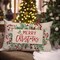 Merry Christmas Throw Pillow Cover 12x20 Inch Red Berry Mistletoe Pine Leaves Christmas Decor Xmas Decorations Outdoor Winter Holiday Lumbar Decorative Pillow Case for Home Bedroom Couch